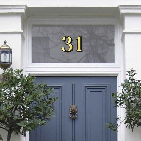 Front Door Numbers, Victorian Front Doors, Victorian Style House, Door Number, Edwardian House, House Door, Door Numbers, Front Door Colors, Gold Number