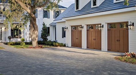 Clopay Garage Doors  Dealer - Parrish & Company, Inc. in Round Rock, TX :: Showroom: 3600 Kiphen Rd, Round Rock, TX 78665 - 512.835.0937  (hoping they carry the Clopay Reserve Collection) :: M-F 8am - 5pm & Sat 10am - 2pm {near Old Setller's Park} Composite Garage Doors, Cedar Garage Door, Faux Wood Garage Door, Garage Door Colors, Garage Door House, Carriage Garage Doors, Garage Door Hardware, Farmhouse Garage, Wooden Garage Doors