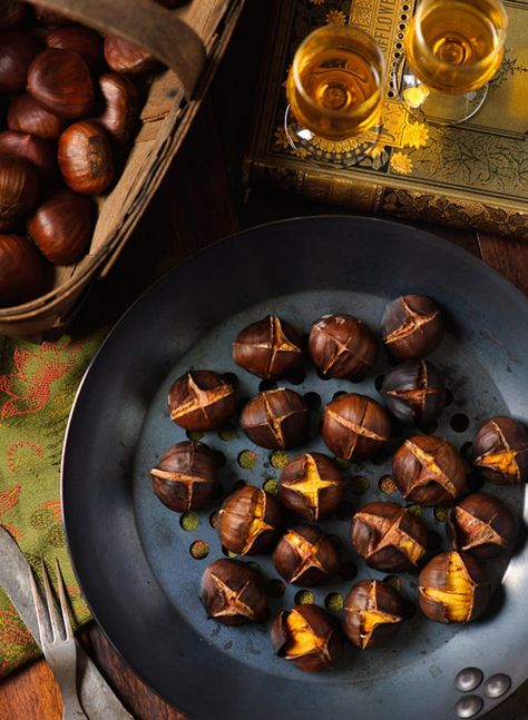 20 Scrumptious Chestnut Recipes, No Open Fire Required! | Brit + Co Chestnut Recipes, Thanksgiving Stuffing, Roasted Chestnuts, Portuguese Recipes, Winter Solstice, Favorite Food, Yule, Chestnut, Christmas Food