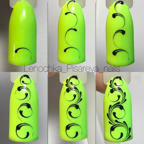 Photo Monogram Nails, Nails With, Nailart Ideas, Swirl Nail Art, Long Nail Art, Nails Yellow, Nail Drawing, Gothic Nails, Nail Art Techniques