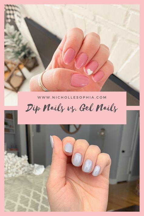 Dip Nails vs. Gel Nails Shellac Vs Dip, Powder Dipped Nail Colors, What Is Dip Powder Nails, Dip Vs Shellac Nails, Dip Or Gel Nails, Dip Nails Vs Acrylic, Shellac Vs Gel Nails, Best Dip Nails, Powder Dip Manicure Ideas