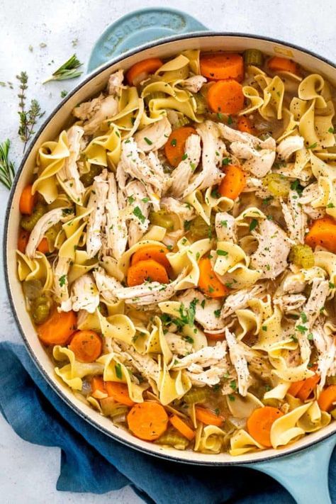 Homemade Chicken Noodle Soup - Jessica Gavin Turkey Noodle Soup, Stovetop Chicken, Soup Homemade, Pasta Types, Soup Chicken, Chicken Noodle Soup Homemade, Noodle Soup Recipes, Soup Recipes Chicken Noodle, Best Comfort Food