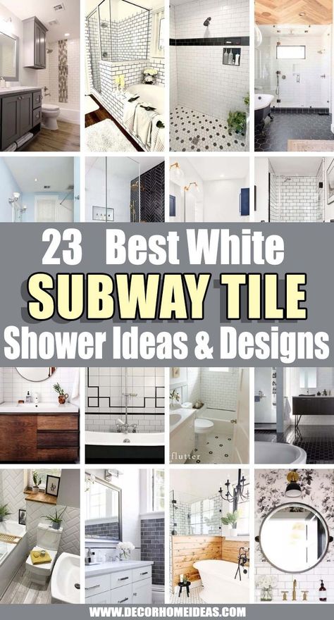 Bathroom Floor And Tile Ideas, White Subway Tile Master Bath, Bathroom White Subway Tile Ideas, Bathroom Tile Ideas Subway Tiles, Master Bath With Subway Tile, Subway Tiles Shower Designs, Subway Tile In Bathroom Wall, Small Bathroom With White Subway Tile, Bathroom Shower Subway Tile Ideas