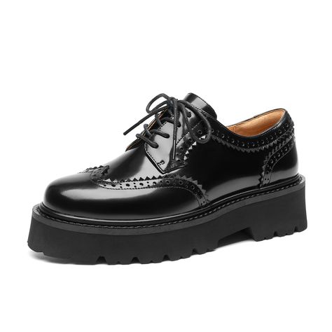 PRICES MAY VARY. 【100% Leather Oxfords】：These women's platform oxfords are crafted from 100% coated cow leather. The supple leather molds to the shape of your feet, providing a snug and personalized fit. Additionally, the soft and breathable cowhide lining and insole enhance ventilation, keeping your feet fresh throughout the day. 【Stylish & Comfortable】: Designed to meet the highest standards of style and functionality, these chunky oxford shoes for women have exquisite detailing and finishing. Chunky Oxfords, Oxford Shoes For Women, Lace Up Oxford Shoes, Oxfords For Women, Platform Oxfords, Oxford Platform Shoes, Business Casual Shoes, Oxford Platform, Office Shoes