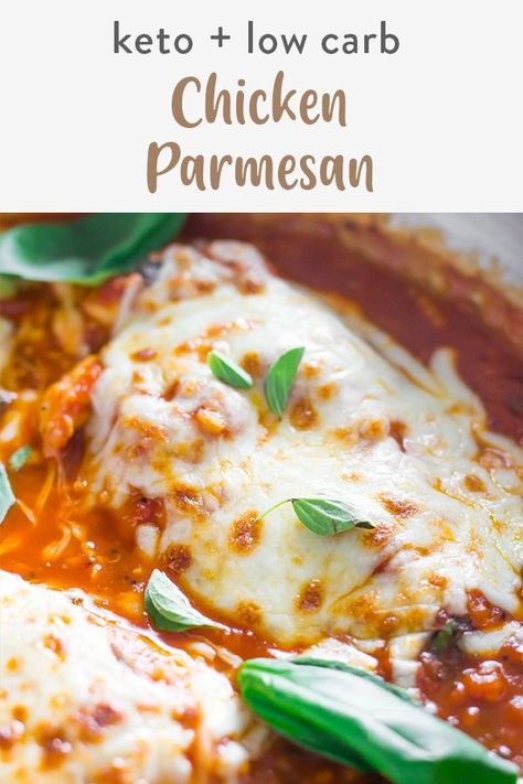 Keto chicken parmesan with a gluten free and keto friendly breading made in a skillet then finished baked in the oven. Topped with an easy homemade marinara sauce and topped with mozzarella cheese. A great and easy healthy recipe idea for a family dinner. Pine Recipes, Lowcarb Meals, Easy Homemade Marinara Sauce, Keto Chicken Parmesan, Keto Italian, Homemade Marinara Sauce, Low Carb Chicken Parmesan, Low Carb Chicken Recipes, Keto Dinners