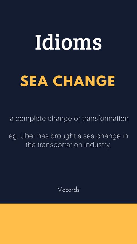 Sea Change | English Idiom | Vocords Idioms And Phrases Quotes, Sea Change, Advanced English Vocabulary, English Phrases Idioms, Idioms And Phrases, Transportation Industry, Uncommon Words, English Learning Spoken, Conversational English