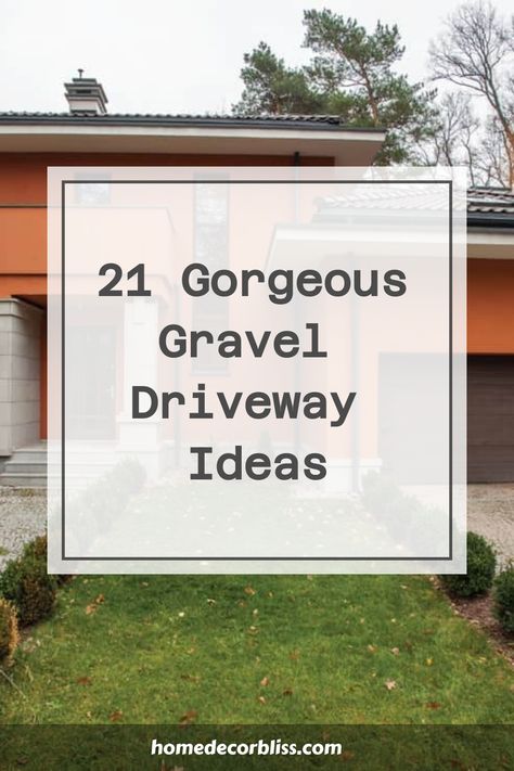 Explore these 21 stunning gravel driveway ideas to elevate your home's curb appeal. From modern designs to rustic charms, find inspiration to transform your driveway into a beautiful focal point of your property. Whether you prefer sleek minimalism or cozy cottage vibes, there's a gravel driveway idea here for every style. Enhance the exterior of your house with these gorgeous and practical design concepts that will leave a lasting impression on visitors and passersby alike. Upgrade your drivewa Outdoor Driveway Ideas, Driveway No Garage, Driveway Lining Ideas, Split Driveway Ideas, Modern House Driveway, Gravel Porch Ideas, Wide Driveway Ideas, Driveway Addition Ideas, Gravel And Paver Driveway