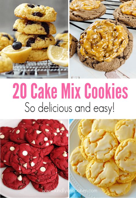 Cake Mix Crumble Cookies, Cakemix Cookies Easy, White Cake Mix Ideas, Yellow Cake Mix Cookies, White Cake Mix Cookies, Bake Sale Cookies, Baking Swaps, Cake Mix And Soda, Cake Box Cookies