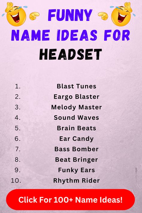 Looking for funny headset names? Check out our list of top 100+ funny headset name ideas in our blog post! Headphone Name Ideas, Bluetooth Name Ideas, Names For Headphones, Aesthetic Names, Names Ideas, Funny Names, Name Ideas, Ear Candy, Sound Waves