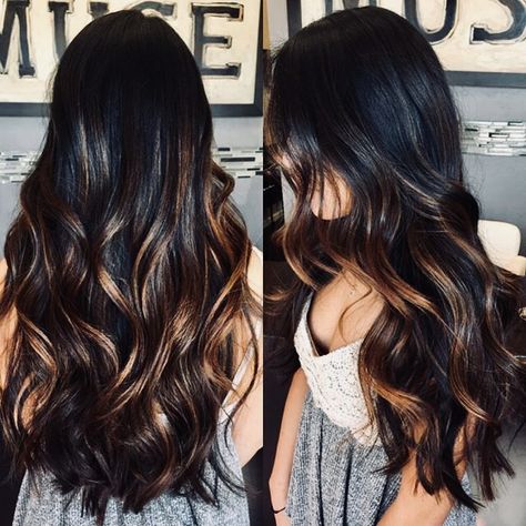 Dark Balayage, Dark Ombre Hair, Black Hair Balayage, Balayage Hair Dark, Brown Hair Balayage, Brown Highlights, Hair Color Balayage, Dark Brown Hair, Hair Envy