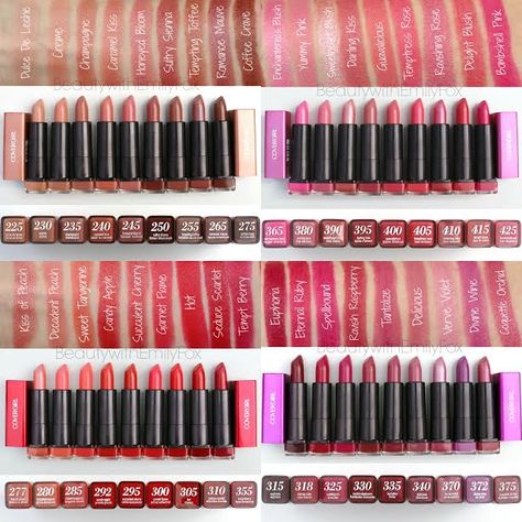 COVERGIRL Colorlicious Lipstick Swatches.                                                                                                                                                                                 More Covergirl Lipstick, Lipstick For Fair Skin, Dark Lipstick, Lip Swatches, Lipstick Collection, Lipstick Swatches, Makeup To Buy, Beauty Products Drugstore, Makeup Swatches