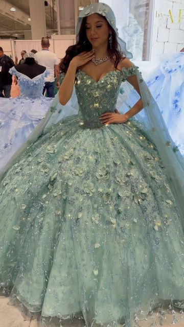 Peridot Quinceanera Dresses, Sage Green Quinceanera Teddy Bear, Light Teal Quinceanera Dresses, Sage Green 15 Dresses Quinceanera, Quince Dresses Sage Green, Sage Green Quinceanera Dresses Mexican, Sage Quinceanera Dress, Quinceanera Dresses Sage Green, Teal Quince Dress