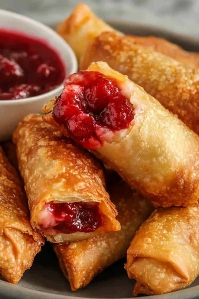 Discover the joy of making Cherry Cheesecake Egg Rolls with this simple recipe. It combines creamy cheesecake and tart cherries wrapped in a crispy egg roll shell for a delightful treat. Perfect for dessert parties or a sweet indulgence at home. Try it today! Crispy Cherry Cheesecake Egg Rolls, Fruit Egg Rolls Cream Cheeses, Cherry Cheesecake Rolls, Cherry Pie Egg Rolls, Cherry Cheesecake Egg Rolls, Dessert Egg Rolls Recipe, Cheesecake Egg Rolls, Egg Rolls Recipe, No Egg Desserts