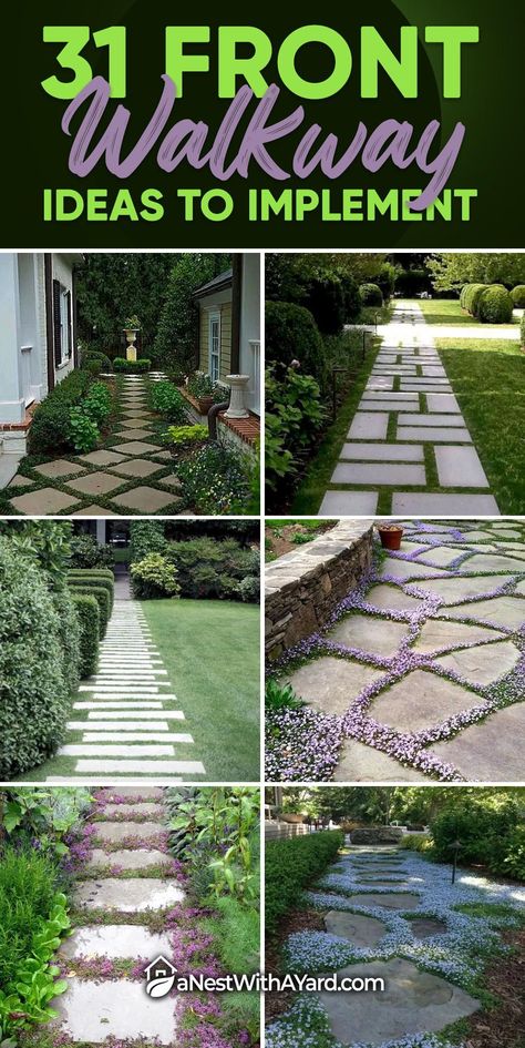 How do you design a cool front walkway? Homeowners spend a lot of time thinking about design but walkways rarely get the same kind of attention. Discover some front walkway ideas for entrance pathways today. Read on! Walkway Along Side Of House, Paved Garden Paths And Walkways, Sidewalk To Front Door Landscaping, Cheap Front Walkway Ideas, Affordable Pathway Ideas, Flower Bed Walkway Pathways, Stone Entrance Front Porches, Sidewalk Extension Ideas, Diy Outdoor Pathway Ideas