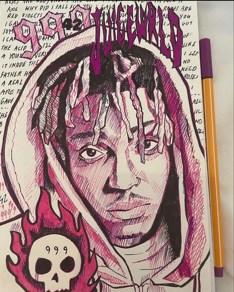 Rappers Sketch, Juice Wrld Drawing Sketch, Music Artist Drawing, Rapper Art Drawing, Juice Wrld Drawing, Rapper Drawings, Celeb Drawings, Future Drawing, Fotografi Urban