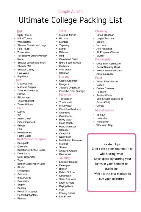 Want to know what to bring to college? This is my ultimate college packing list so you don't forget anything . Plus, I even created a free printable dorm room checklist for you. #collegedorm #collegedormchecklist What To Bring To College, College Dorm List, Dorm List, Dorm Packing, College Packing List, College Dorm Checklist, Dorm Room Checklist, Dorm Checklist, Dorm Aesthetic