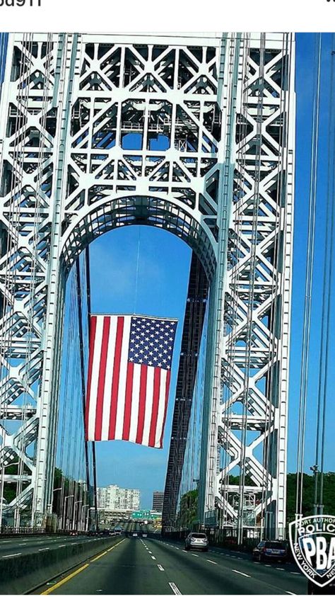 American Flag Art, Washington Heights, Flag Art, George Washington Bridge, Hudson River, George Washington, New Jersey, American Flag, New York City