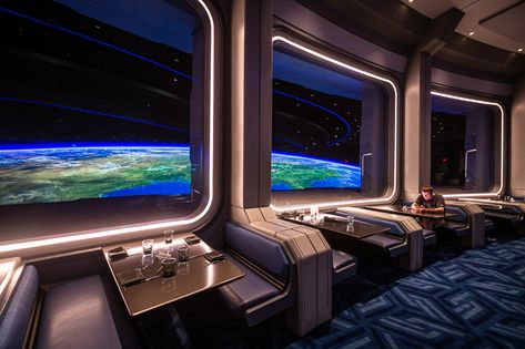 Space 220 Lunch Review: It's Out of This (Disney) World! - Disney Tourist Blog Galaxy Restaurant Design, Space Themed Cafe, Space Restaurant Design, Futuristic Restaurant, Space Restaurant, Mission Space, Space Hotel, Disney Tourist Blog, Disney World Tickets