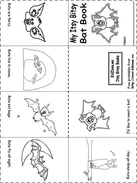 Bat Activity Sheets -Itsy Bitsy Bat Book Bat Lessons, Halloween Worksheet, Bats Unit, Bats Activities, Kindergarten Coloring Sheets, Fall Lessons, Fall Kindergarten, Halloween Preschool, Fall Preschool