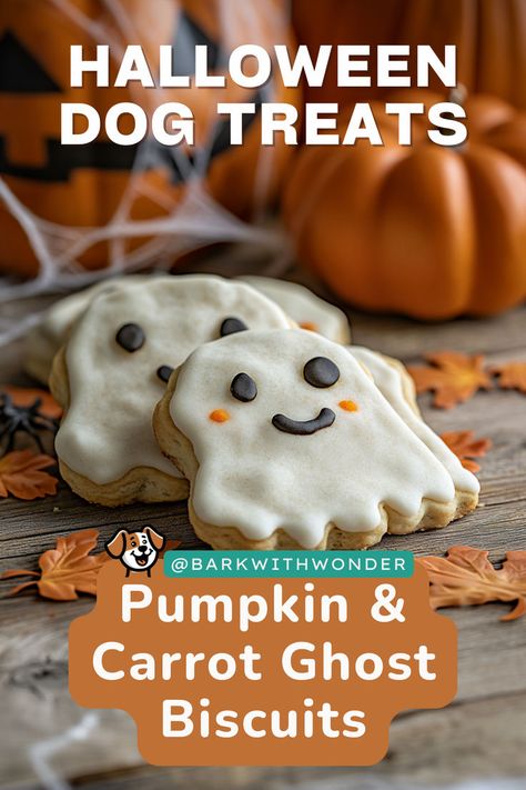 Treat your dog this Halloween with these homemade Pumpkin & Carrot Ghost Biscuits. A healthy, fun snack that's sure to make your pup’s tail wag! #barkwithwonder #homemadedogtreats #homemadedogfood #halloweendogtreats #falltreats #dogrecipes Dog Snacks Recipes, Dog Treats Pumpkin, Dog Treats Homemade Pumpkin, Halloween Dog Treats, The Human Skeleton, Easy Dog Treat Recipes, Dog Biscuits Homemade, Easy Dog Treats, Healthy Dog Treats Homemade