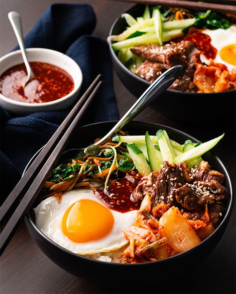 Easy Bibimbap, Bibimbap Bowl, Korean Bibimbap, Bibimbap Recipe, Naengmyeon, Sesame Beef, Marion's Kitchen, Beef And Rice, Bulgogi