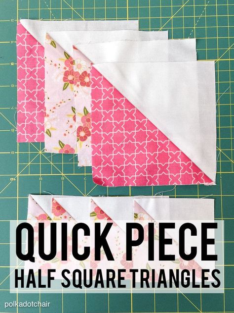 How to make a Half Square Triangle Quilt Block Half Square Triangle Quilts, Half Square Triangle, Beginner Sewing, Beginner Sewing Projects Easy, Triangle Quilt, Sewing Stitches, Half Square Triangles, Sewing Lessons, Quilting Tips