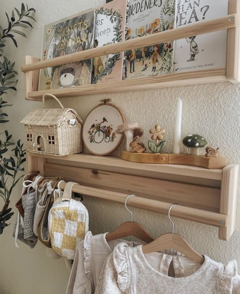 Cottage Bedroom Shelves, Bead Board In Nursery, Fairy Cottage Core Nursery, Antique Nursery Furniture, Cottage Inspired Nursery, Toddler Vintage Room, Cottage Theme Nursery, Nursery Astethic, Cottagecore Nursery Fairy