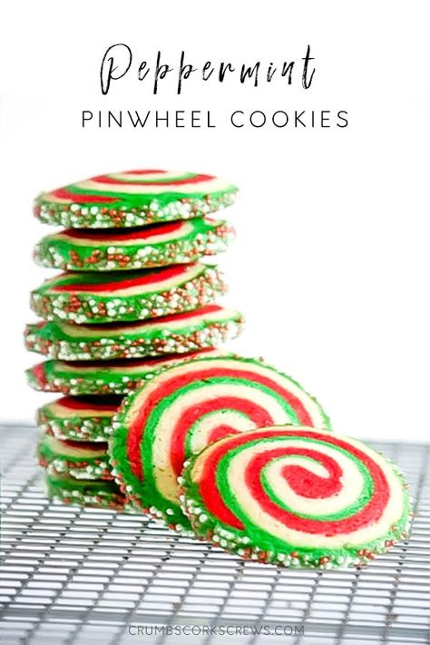 Peppermint Pinwheel Cookies, Pinwheel Recipe, Cookies Peppermint, Peppermint Sugar Cookies, حلويات عربية, Pinwheel Cookies, Peppermint Sugar, Cookie Swap, Green Food Coloring