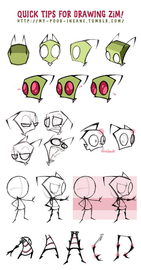 QUICK TIPS FOR DRAWING ZiM! by Naplez on deviantART Invader Zim Style Art, Zadr Invader Zim, How To Draw Invader Zim, Zim From Invader Zim, Scene Invader Zim, Invader Zim Art Style, Cartoon Character Sheet, Invader Zim Wallpapers Iphone, Invader Zim Sketch