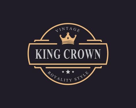 Vintage Retro Badge for Luxury Golden King Crown Royal Logo Design Template Element Royal Logo Design, Royal Logo, Elegant Logo Design, Flat Logo, Logo Luxury, Logo Minimalist, King Crown, Luxury Logo Design, Crown Logo