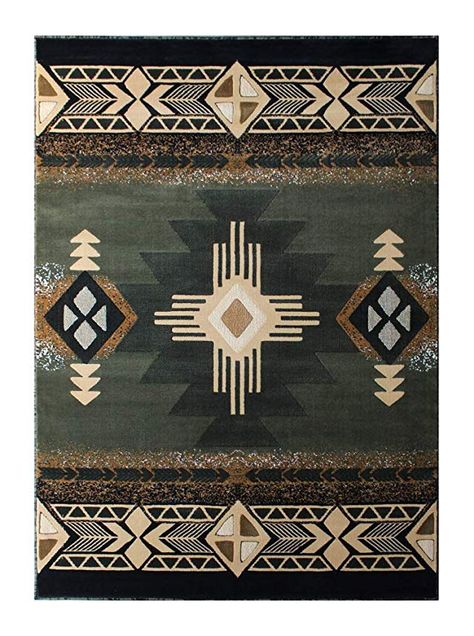 Amazon.com: South West Native American Area Rug Design C318 Sage Green (5 Feet X 7 Feet): Kitchen & Dining Southwestern Print, Southwestern Patterns, Southwest Design, Southwestern Area Rugs, Southwestern Rug, Area Rug Design, Southwestern Style, Rustic Style, Woven Rug