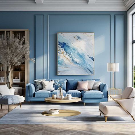 How to Create a Harmonious Blue Living Room Scheme • 333+ Art Images Blue Living Room Aesthetic, Light Blue Sofa Living Room Ideas, Light Blue Wall Color, Light Blue Family Room, Light Blue Sofa Living Room, Blue Wall Color, Blue Living Room Color Scheme, Blue Living Room Color, Blue Family Rooms