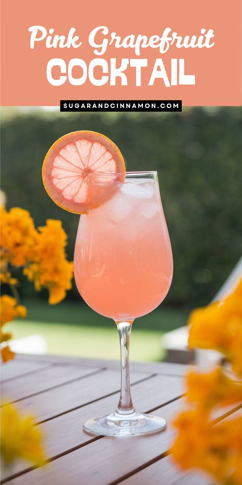 Savor the taste of summer with our Pink Grapefruit Cocktail! 🍹 This colorful drink blends fresh grapefruit juice with a splash of sparkling goodness, creating a deliciously refreshing experience. Ideal for any occasion, you won't want to miss this one. Save this pin for your next cocktail party! 🍋🎉 Refreshing Cocktail Recipes, Pink Grapefruit Cocktail, Fall Cocktails Easy, Pink Lady Cocktail, Grapefruit Cocktail Recipes, Cranberry Sangria, Cocktail Cupcakes, Grapefruit Bitters, Mimosa Cocktail