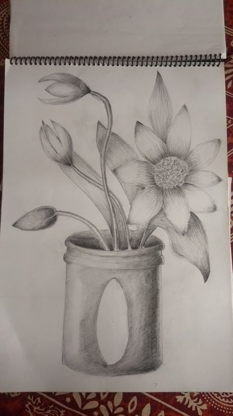 Flower pot sketch Flower Pot Sketch Drawing, Flower Pot Art Drawing, Object Sketches Pencil Drawings, Flower Pot Drawing Painting, Flower Pot Drawing Pencil, Plant Sketch Pencil, Flower Pot Design Drawing, Flower Pot Sketch, Pot Drawing Ideas