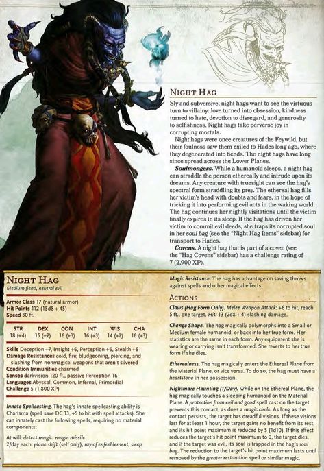 Hag Dnd, Monster Manual, Dnd Stats, Dnd Races, Dungeons And Dragons 5e, D D Monsters, Raven Queen, Dnd Monsters, Dnd Miniatures