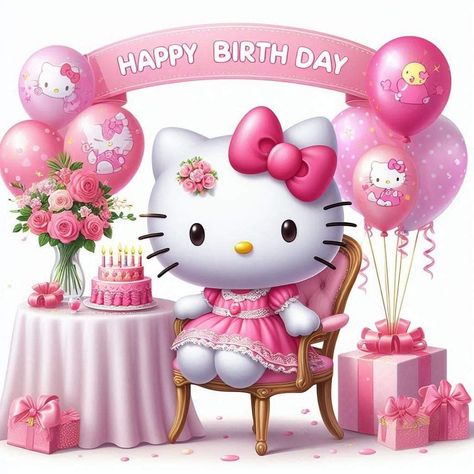 Hello Kitty Cumpleaños, Happy Birthday Hello Kitty, Happy Birthday Wishes Pics, Birthday Wishes Pics, Hello Kitty Imagenes, Animal Birthday Cakes, Happy Birthday Cake Pictures, Birthday Cake With Photo, Hello Kitty Videos