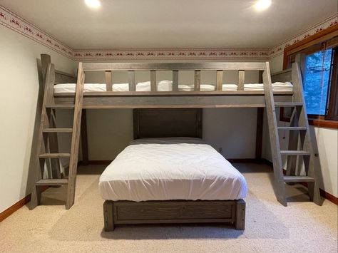 Deer Valley Triple Bunk - Etsy Quad Full Bunk Beds, Quad Bunk Beds, Murphy Bed Couch, Bunk Bed Plan, Bunk Bed Room, Bunk Bed Rooms, Adult Bunk Beds, Custom Bunk Beds, Bunk Bed Plans