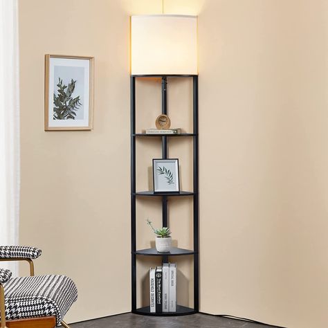 $72.99 Modern Corner Shelf, Lamp With Shelves, Floor Lamps For Living Room, Tiered Display Shelves, Shelf Lamp, Corner Floor Lamp, Decorative Floor Lamps, Tall Floor Lamps, Lamps For Living Room