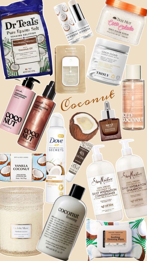 Self care products smell good, how to smell like coconut, how to smell good all day, #coconut, #selfcare, #showerproducts, #bodylotion, #shampooandconditioner, #perfume, #bodyscrub, #soap, #shavingcream Self Care Products Smell Good, Smell Like Coconut, Smell Good All Day, How To Smell Good, To Smell Good, Shave Butter, Skin Tea, Vanilla Coconut, Bath And Body Care