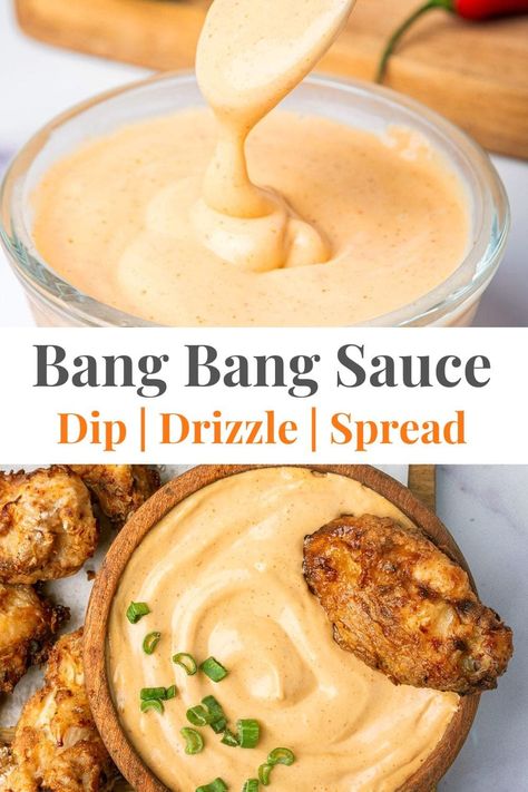 Here is a simple recipe for making Bang Bang Sauce—a creamy concoction of mayo, sweet chili, and a dash of sriracha, plus a few extra touches. Ideal for dipping, drizzling, or dressing up any dish that craves a delicious blend of tangy, sweet, and mildly spicy flavours. via @irena_macri Sweet Mayo Sauce, Easy Bang Bang Sauce, Bang Bang Sauce Recipe, Sauces And Dips, Best Sauce Recipe, Sweet Chili Dipping Sauce, Food Competition, Hearty Food, Bang Bang Sauce