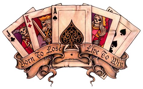 Royal Flush Tattoo Tato 3d, Pin Tattoo, Born To Lose, Tato Flash, Sterling Archer, Kartu Remi, Card Tattoo Designs, Kunst Tattoos, Royal Flush