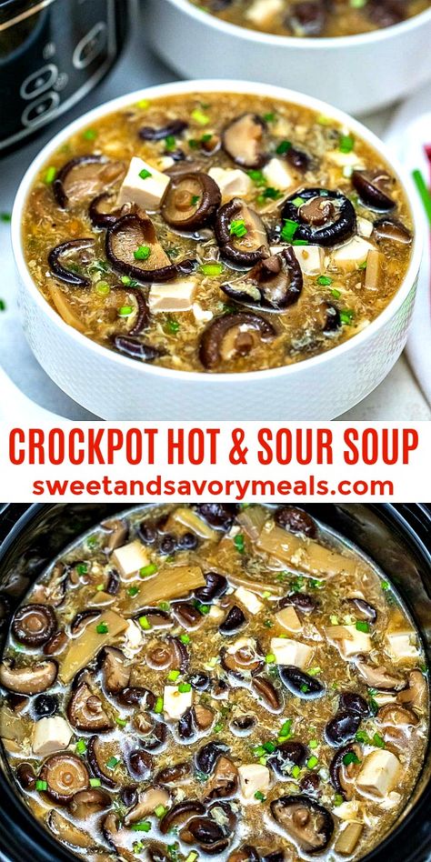 Sweet And Sour Soup, Hot Sour Soup, Asian Soup Recipes, Vegetarian Italian, Crockpot Dinners, Homemade Soup Recipe, Savory Meals, Food Vegetarian, Soup Easy