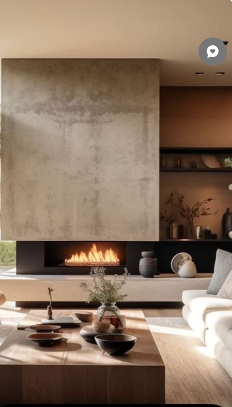 Mountain Modern Fireplace Wall, Luxury Modern Fireplace, Living Room Fireplace Ideas With Tv, Modern Fireplace Living Room, Contemporary Fireplace Ideas, Zen Minimalism, Fireplace Walls, Modern Interior Design Ideas, Contemporary Fireplace Designs