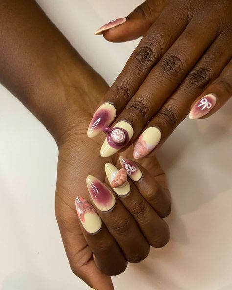 Fall in love with this sculpted nail set! 💅🏾✨ I used Hema-free gel polishes from @glitterbels in shades ‘Spice it Up,’ ‘Spa Day,’ and ‘Fruit Punch’ to create this soft blend with 3D details for extra flair. Topped off with their non-wipe top coat for that flawless shine! 🌸🔥 - Which shade is your fave? Let me know in the comments! 💖 - @glitterbels_ambassadors 🎀 - #NailArt #Glitterbels #HemaFree #3DNails #NailTech #NailInspo #gbtopsets #londonnailtech #nailinspo #nailsoftheday #westlondonnail... London Nails, Spice It Up, Fruit Punch, 3d Nails, Spa Day, Nail Tech, Top Coat, Gel Polish, Nail Inspo