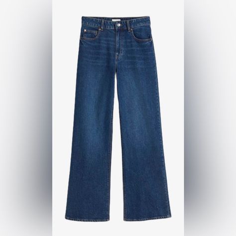 H&M High Wide Jeans In Dark Denim. 5-Pocket Jeans. High Waist, Zip Fly With Button, And Straight, Wide Legs. Size 2. Never Worn London Outfits, High Waist Wide Leg Jeans, London Outfit, Jeans High Waist, Wide Jeans, H&m Jeans, Wide Legs, Wide Leg Denim, Pocket Jeans