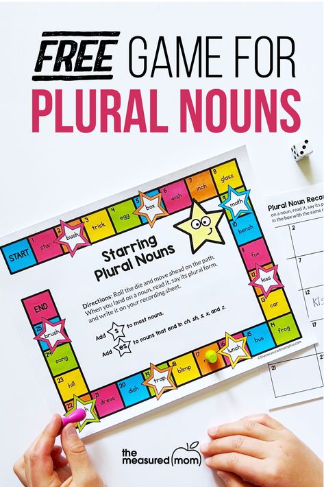 Get this free game for spelling plural nouns! Plural Nouns Activities, Noun Games, First Grade Freebies, Nouns Activities, Measured Mom, Singular And Plural Nouns, Primary Books, Teaching Spelling, Singular And Plural