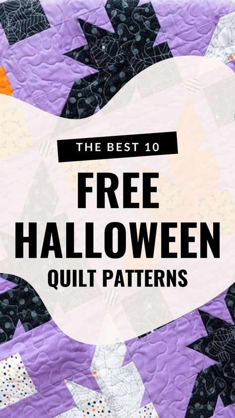 Easy Halloween Sewing Crafts, Free Sewing Patterns Halloween, Spooky Darlings Quilt, Skull Quilt Patterns Free, Coffin Quilt Template, Witch Hat Quilt Block Pattern Free, Free Ghost Quilt Block Pattern, Free Halloween Table Runner Patterns, Autumn Quilt Blocks