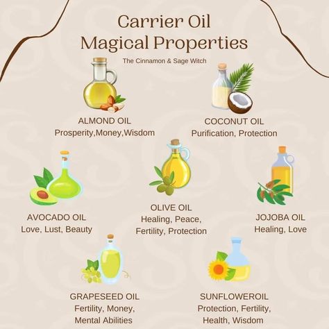 Carrier Oils Magical Properties, Fertility Oils Witchcraft, Castor Oil Magical Properties, Oil Magic Witchcraft, Coconut Oil Magical Properties, Olive Oil Magical Properties, Grounding Oil Witchcraft, Olive Oil Witchcraft, Fertility Candle Spell