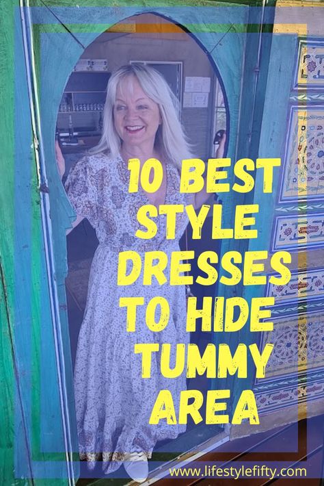 Are you tired of feeling self-conscious about your tummy area when you dress up? Look no further! Our latest blog post highlights the best style dresses to hide tummy bulge and accentuate your best features. Don't miss out on these expert tips and tricks. Read now and feel confident in any outfit! Dresses That Hide Apron Belly, Dress Coverup Ideas Casual, Flattering Dress For Big Tummy, Mommy Tummy Outfits, Styles To Hide Your Big Tummy, How To Dress An Apron Belly, Outfits To Hide Apron Belly, Big Tummy Outfits For Women, Stomach Pooch