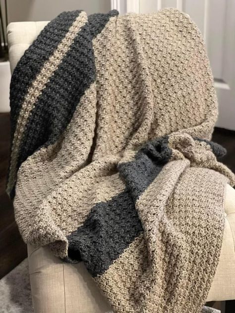 Design Ideas for Sedge Stitch Blankets - Daisy Farm Crafts Stripe Patterns For Crochet Blankets, Crochet Sedge Stitch Blanket, Gray And White Crochet Blanket, Daisy Farm Crafts Crochet Blanket, Crochet Farmhouse Blanket, Sedge Stitch Crochet Blanket, Queen Size Crochet Blanket Patterns Free, Rustic Crochet Blanket, Afgan Blankets Crochet